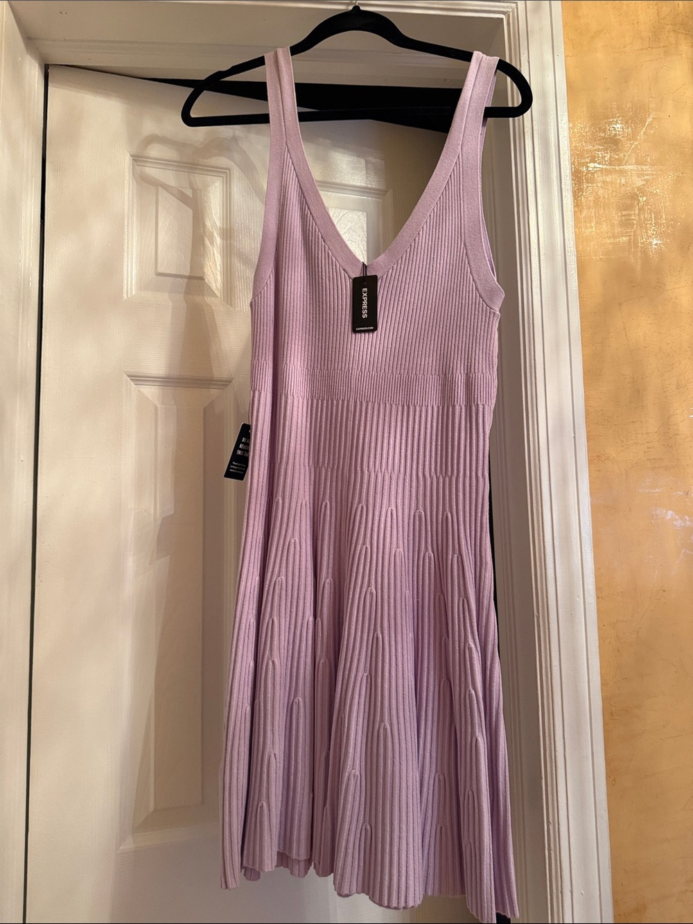 Express Lavender Ribbed V-Neck Knit Dress